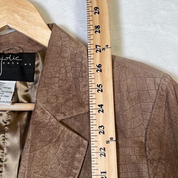Jolie Vintage‎ Eric Gaskins Crocodile Embossed Leather Women's Blazer- Small - Picture 4 of 7